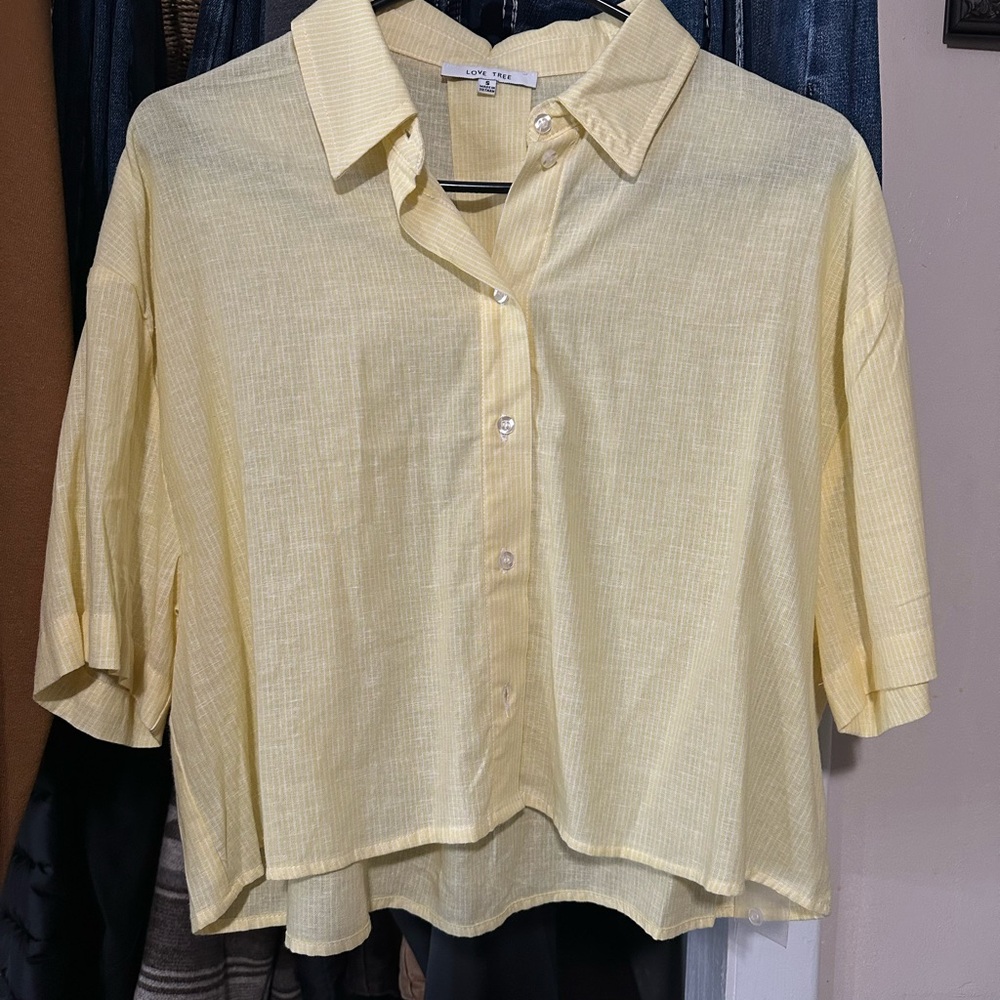 Love Tree Light Yellow Button-Down Shirt